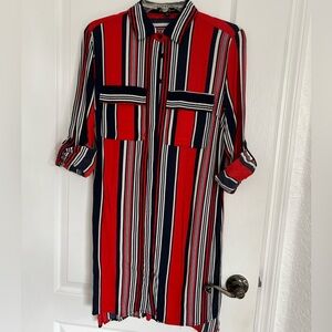 Velvet Heart Red and Black Long Sleeve Shirt Dress